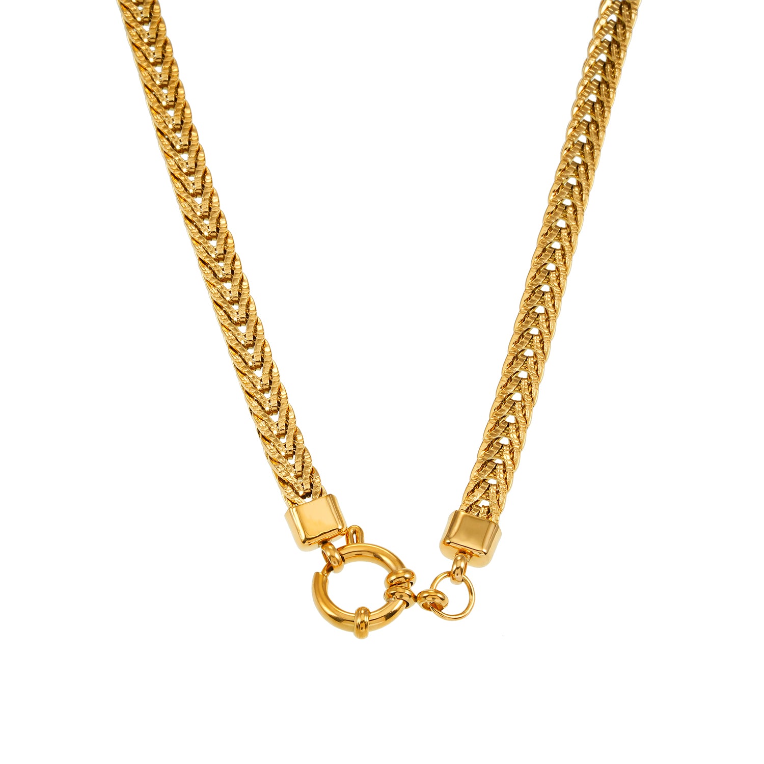 ALICE Gold: Chunky Link Chain Necklace with Ring Fastener Pendant