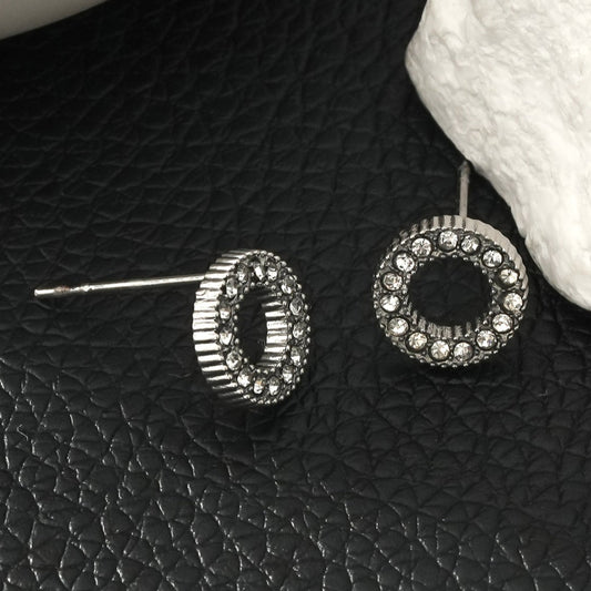 AMATOLE Silver (White Gold): Radiant Circle Mini Stud Earrings