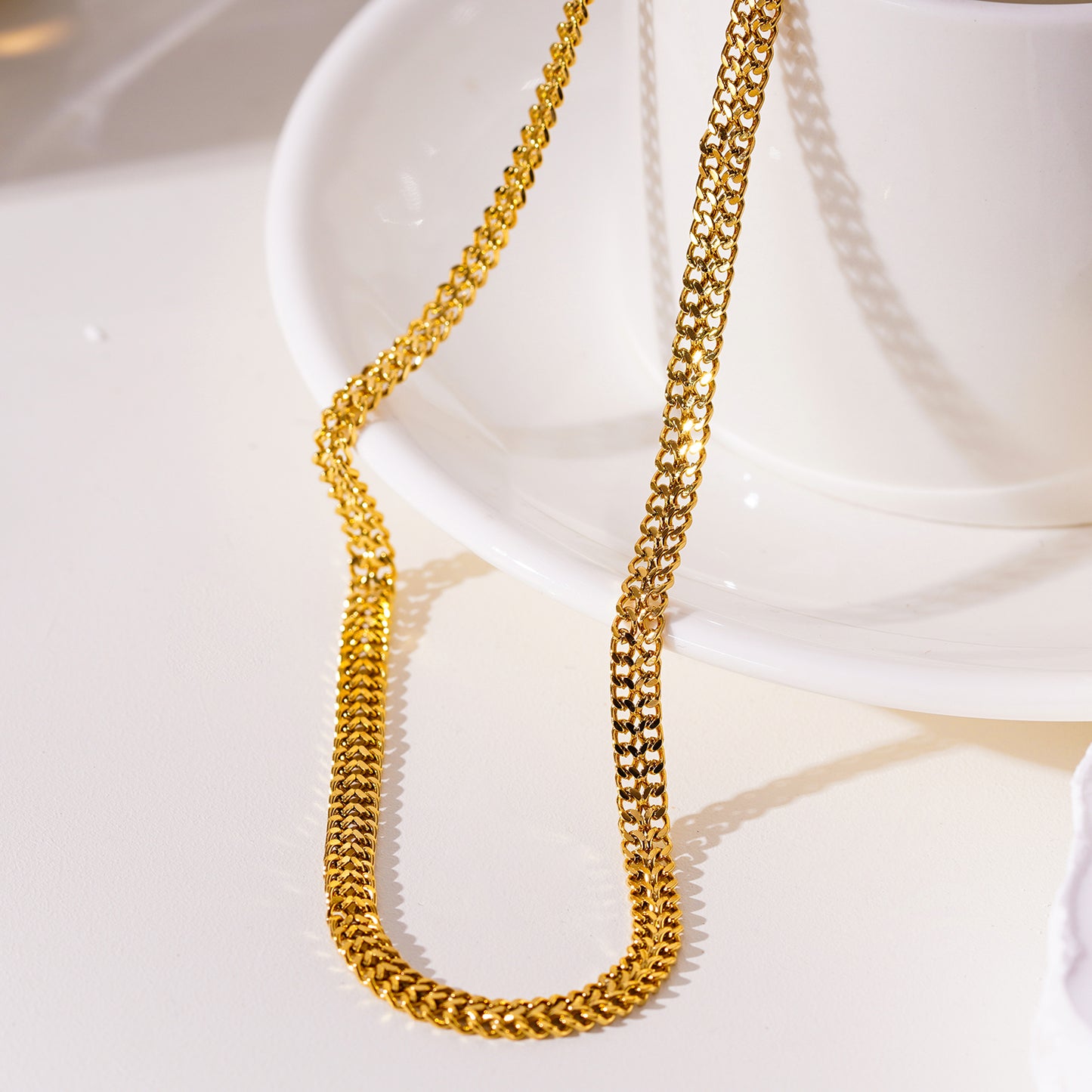 Style ANIMA 1557: Intricate Wide Width Singular Twin Chain Necklace.