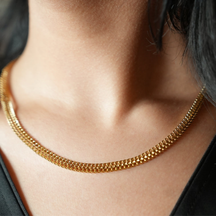 Style ANIMA 1557: Intricate Wide Width Singular Twin Chain Necklace.