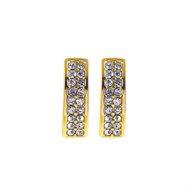 Style ASTRID 122201: Minimalist Pavé Zirconia Curved Bar Stud Earrings Gold