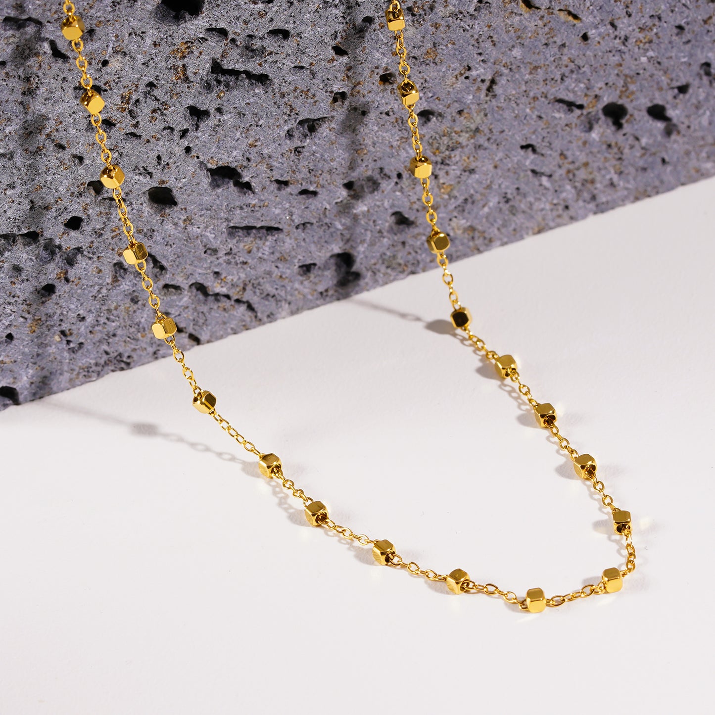 Style: AUREOLE 8743: Essential Daily Chain with Delicate Square Beads