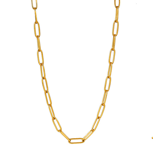BARBICAN: Essential Gold Chain Link Paper-Clip Necklace - 22"