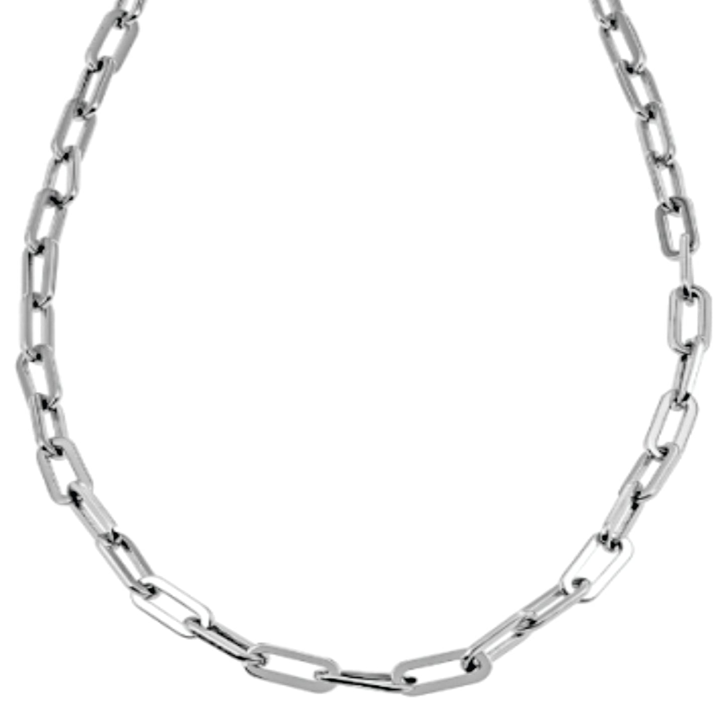 Style BECKENHAM: Contemporary Silver Chain Link Paper Clip Necklace - 22"