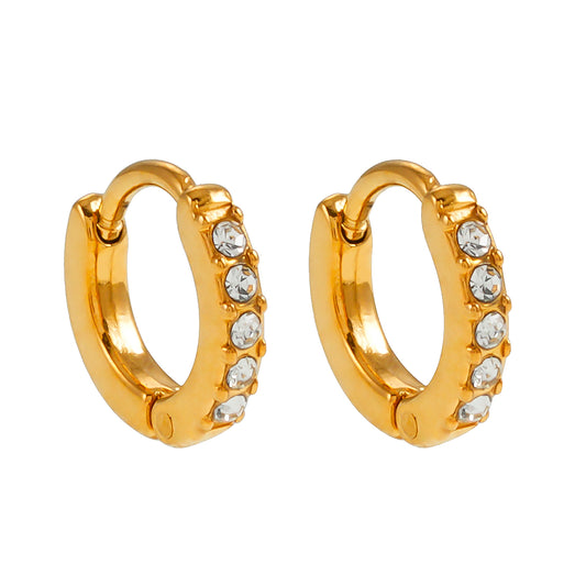BLIJDE Gold: Single Row Pavé Zirconia (CZ) Mini Hoop Earrings