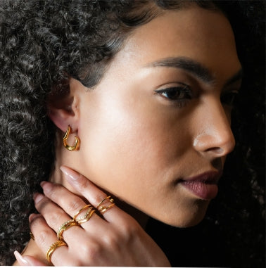 CAGLIO Abstract Shaped Hoop Earrings in Gold