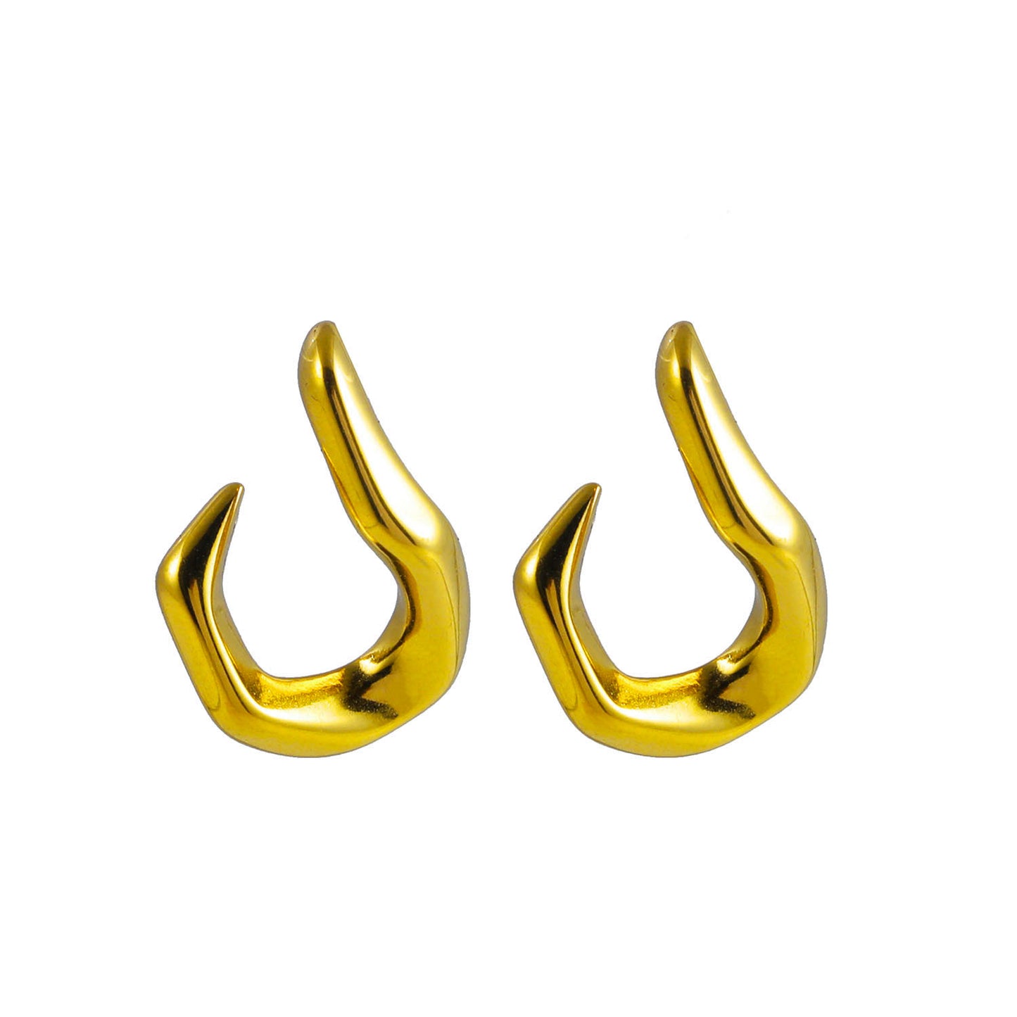 CAGLIO Abstract Shaped Hoop Earrings in Gold