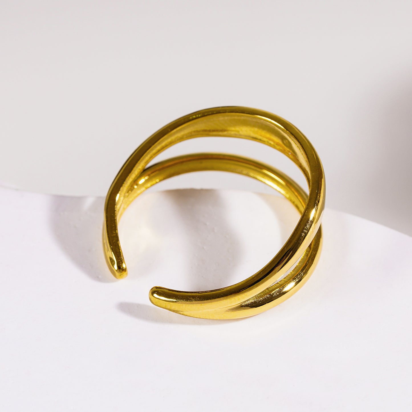 Style CARMELITA 8607: Modern Minimalist Double Band Solitaire Zirconia Ring.