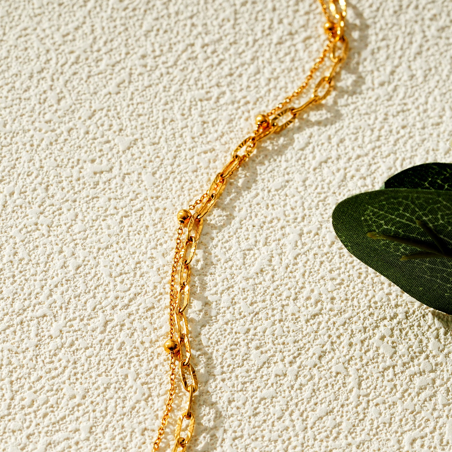 Style CASTILIA LG: Dazzle in Duality: Paper Clip Chain & Beaded Chain Anklet