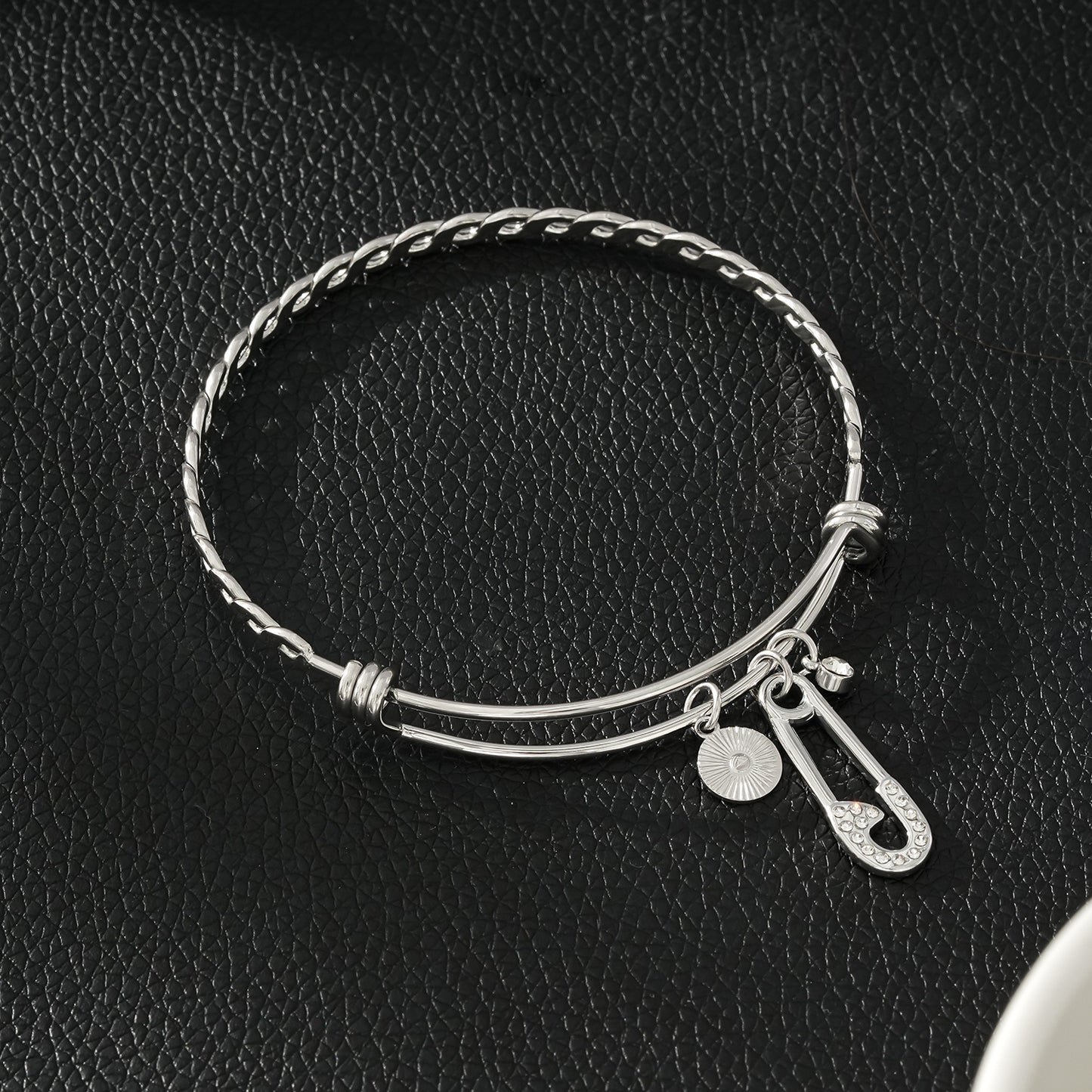 CHRISTINA: Serpent Charm Adorned White Gold Bracelet