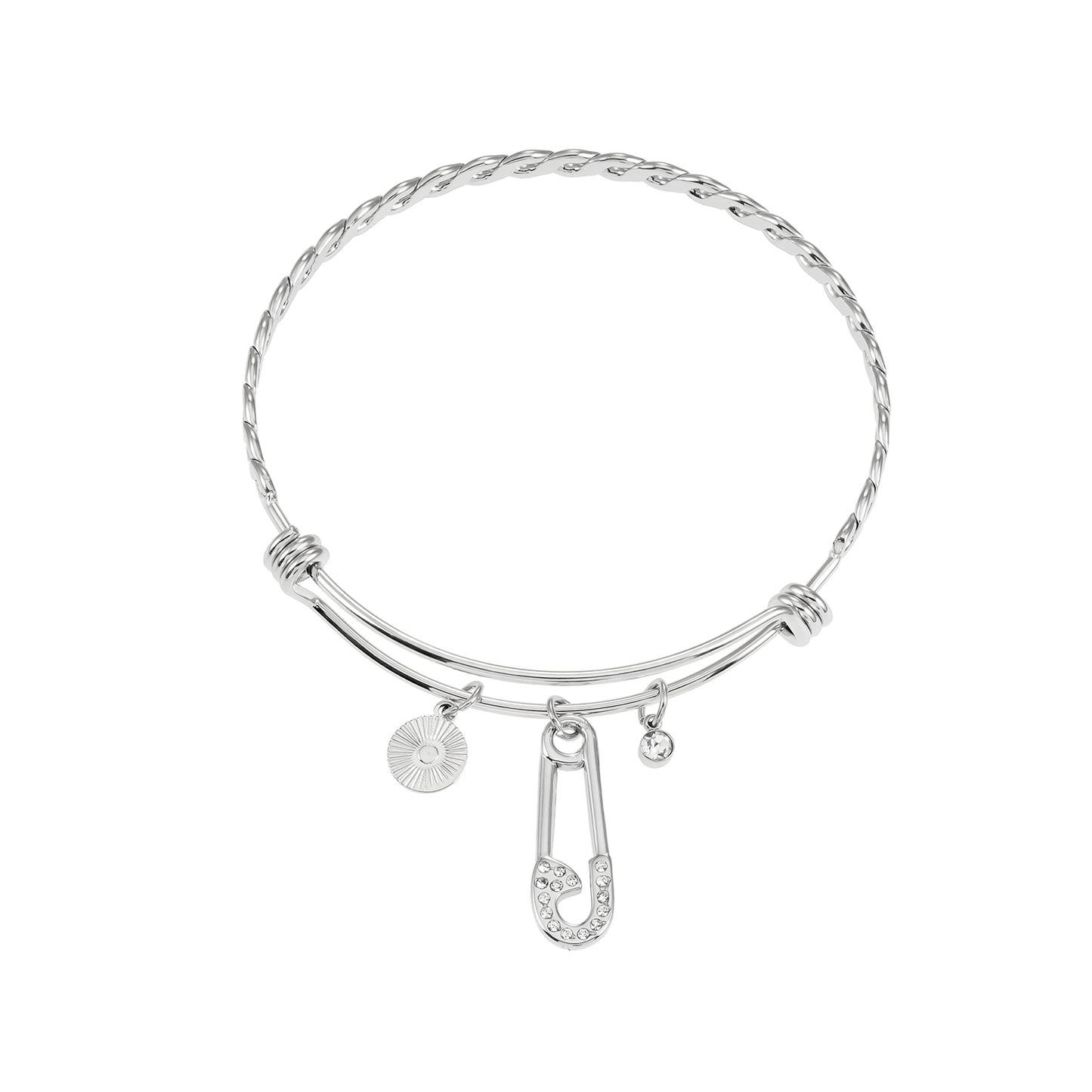 CHRISTINA: Serpent Charm Adorned White Gold Bracelet