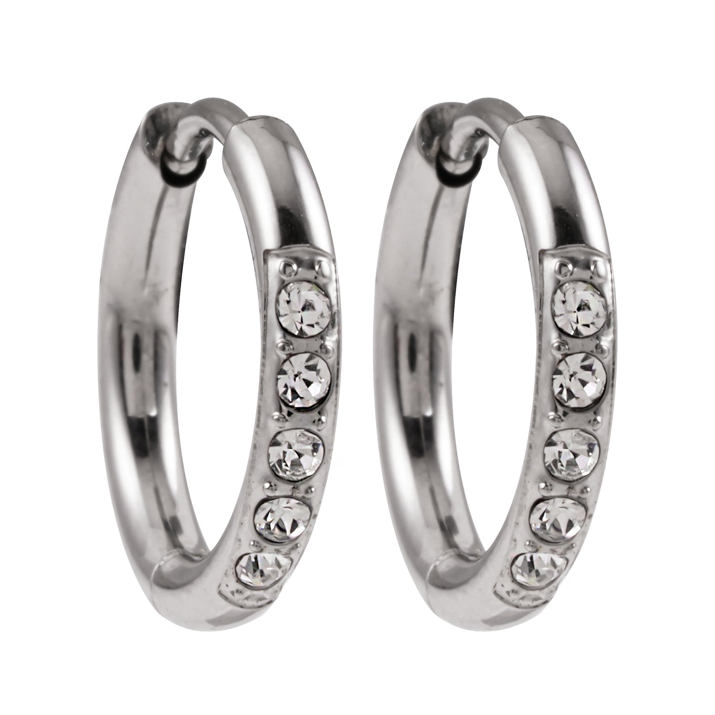 Style DARCI 22117: Pavé Zirconia Gemstones Embedded on a Classic Mini Hoop in Silver.