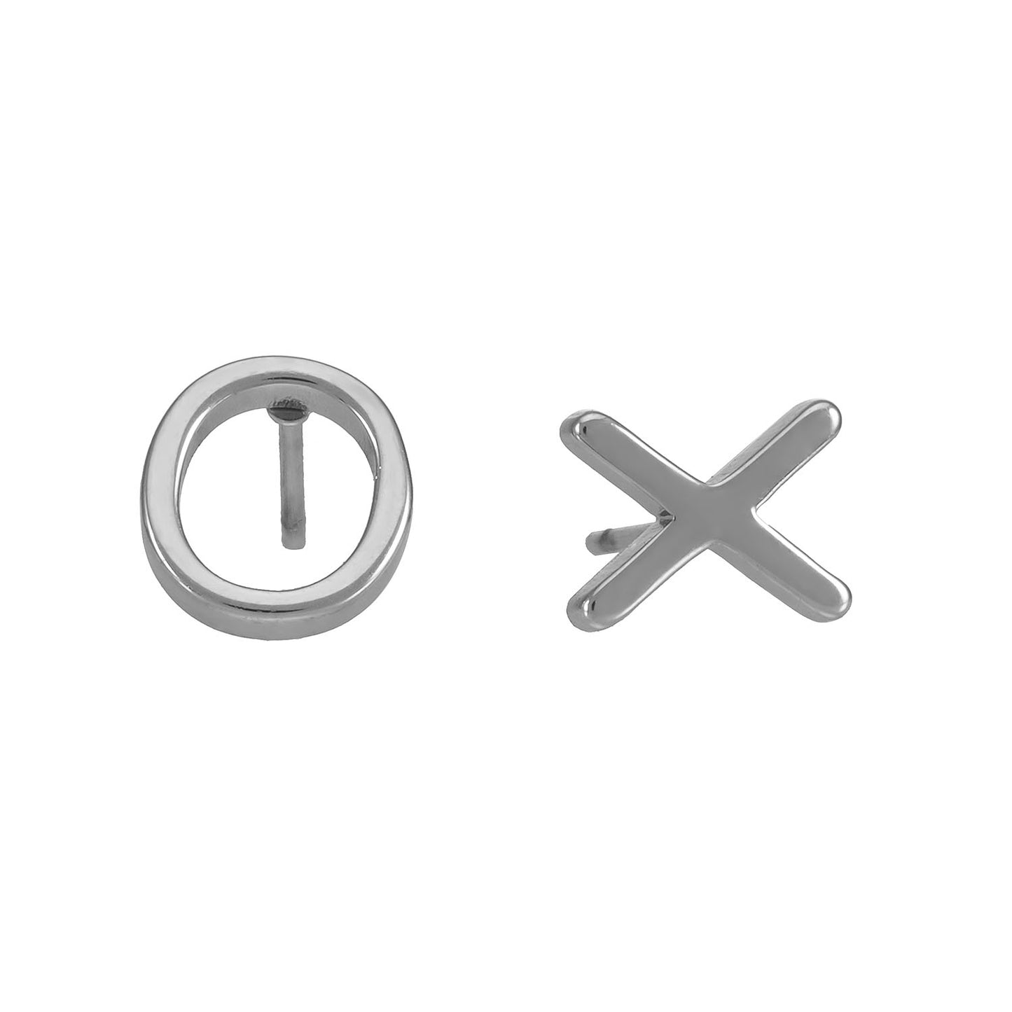 OX Silver (White Gold): Hugs & Sparkle Stud Earrings