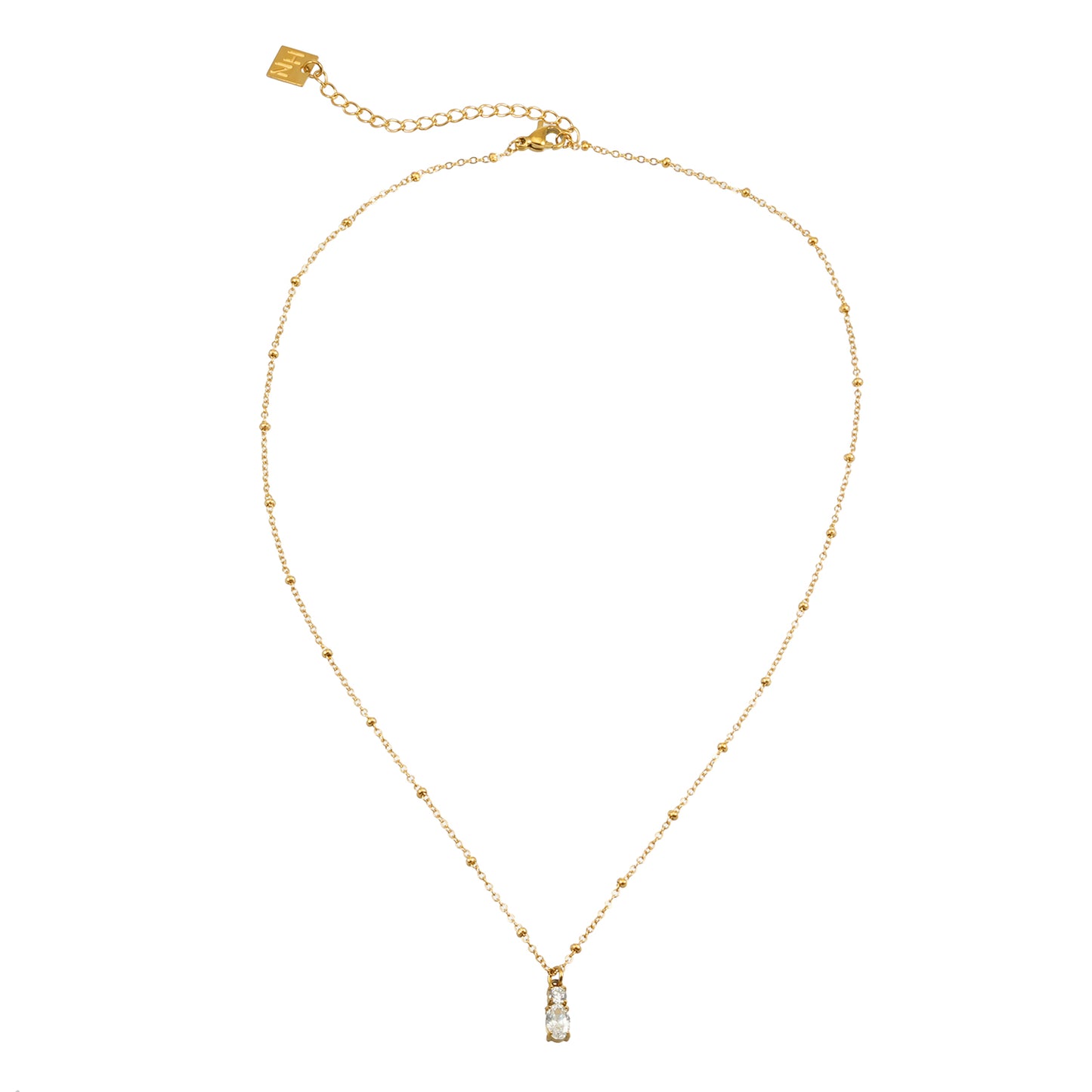 CABBANA Gold: A Duo Set of Zirconia Charm Pendants on a Beaded Chain Necklace