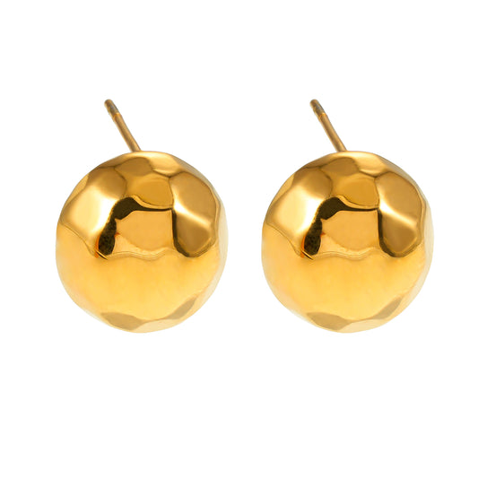 FELTHAM Gold: Contemporary Hammered Look Stud Earrings