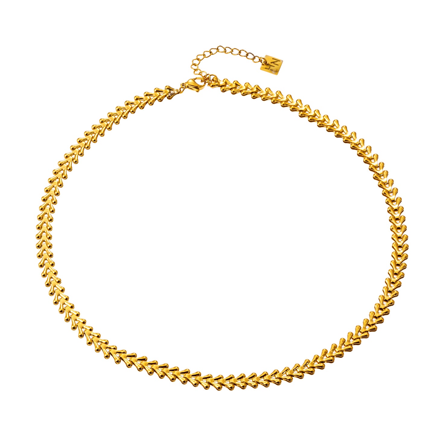 Style FRANKIE 8696: Vintage-Inspired Linked Abstract Crest Chain Necklace