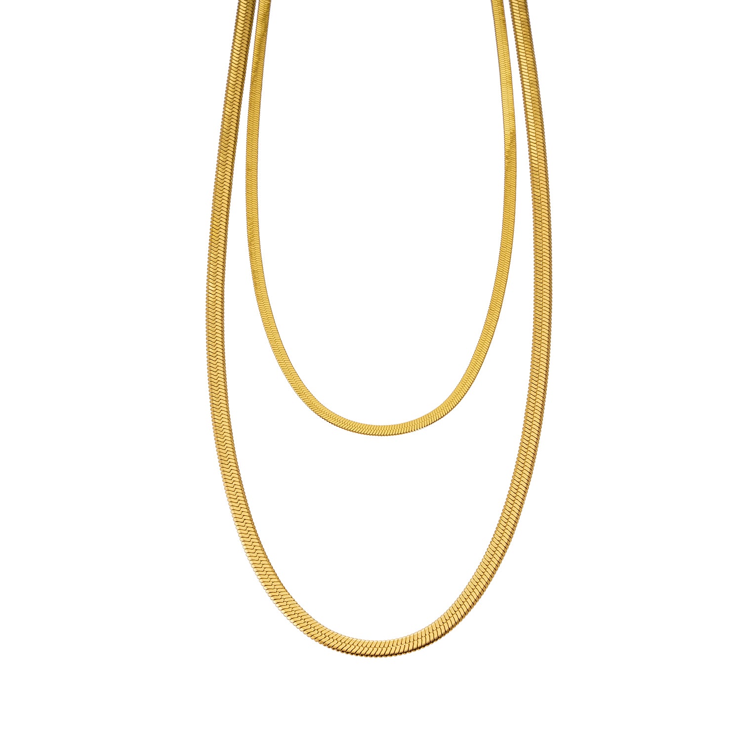 Style GINTA 7312: Snake-Skin Textured 2-Layer Gold Necklace.