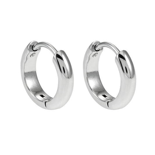 JAANBERG Silver: Mid Width Smooth Finish Mini Hoops for Day-to-Night Elegance