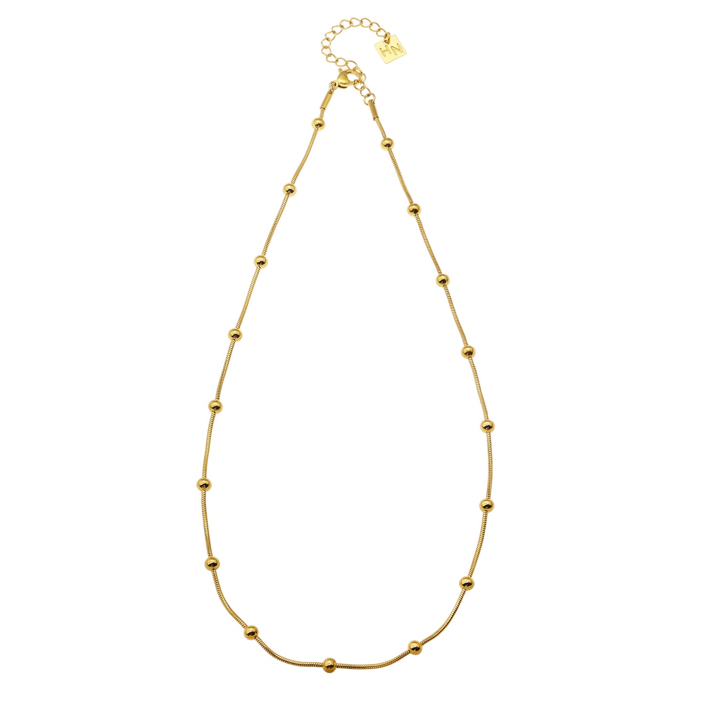 hackneynine | hackney-nine Style MAKARIA 10095: Snake-Skin Textured Chain Necklace with Ball Shaped Beads