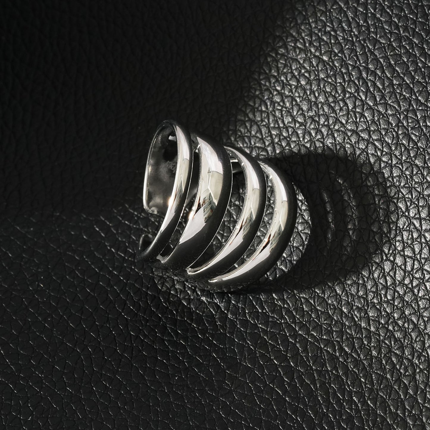 MAKET Silver Toned White Gold: Multi Stacked Four Rings in One