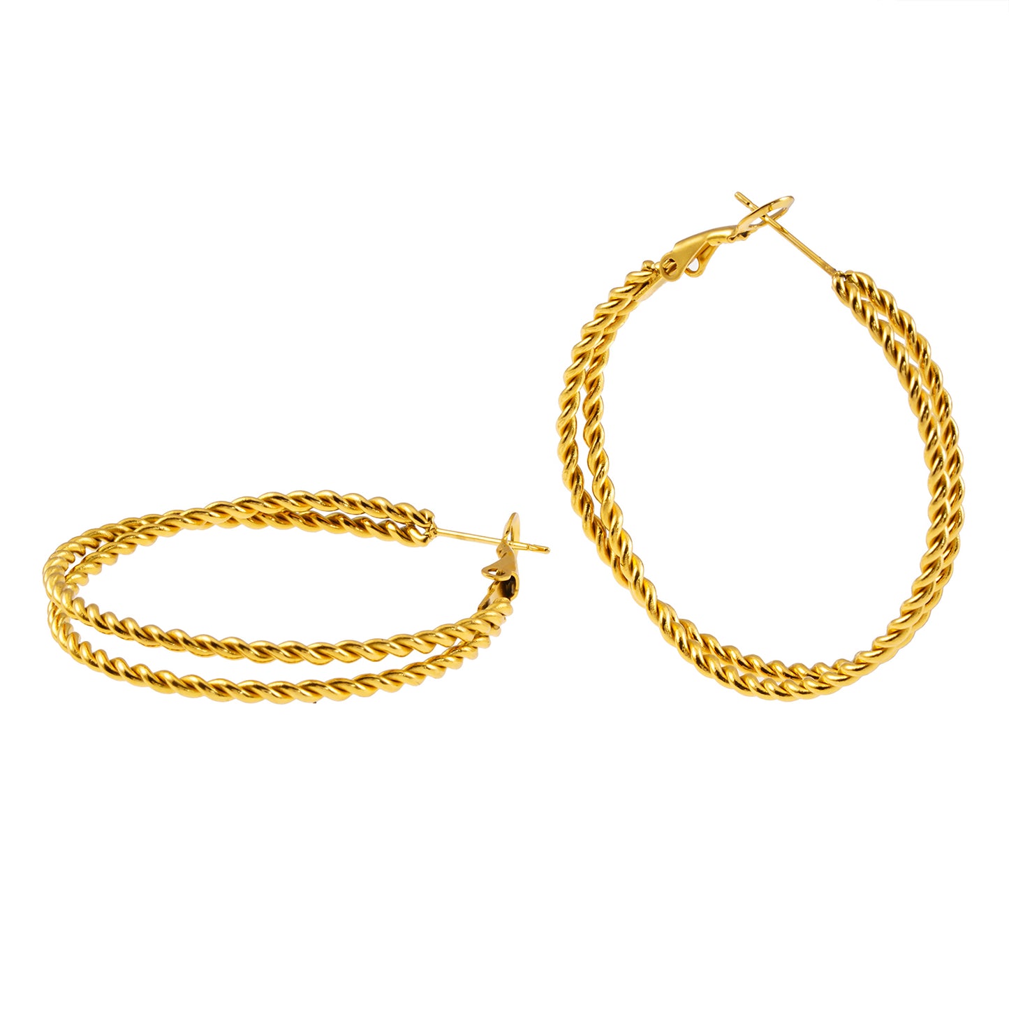 Style MIZUKI 5589: Double Rope Textured Hoop Earrings.