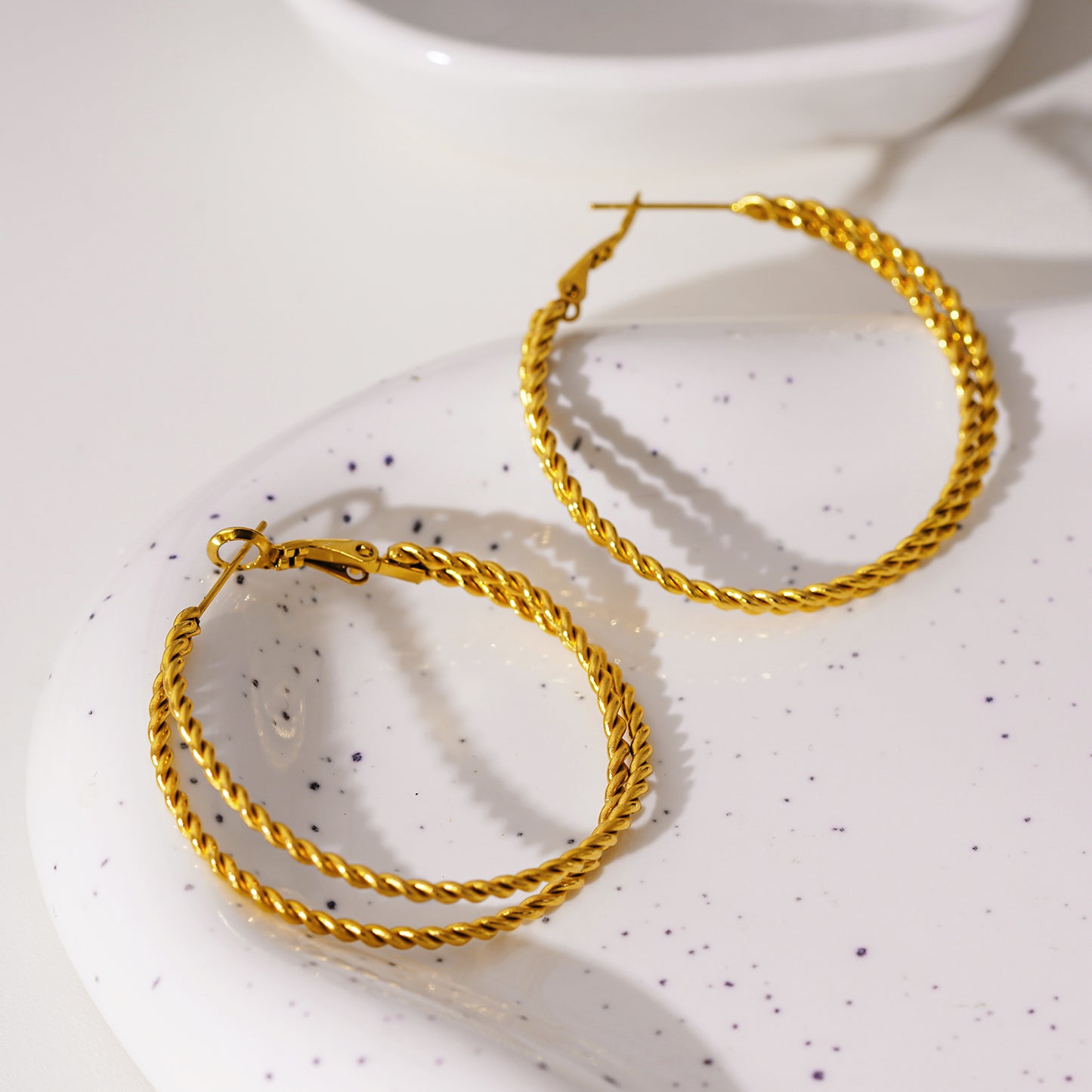 MIZUKI: Double Rope Textured Hoop Earrings