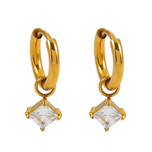 Style MORANDI Gold: Vintage Inspired Hoops with Removable Moissanite Charms