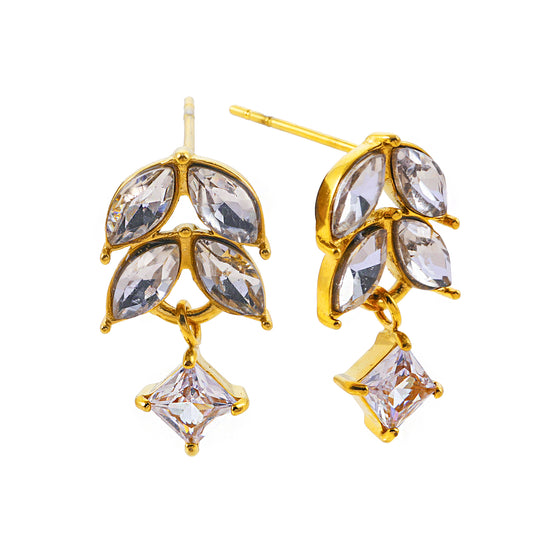 Style ESPERANZA 76925: Vintage Inspired 'Floral Elegance' Earrings with Zirconia Gemstones.