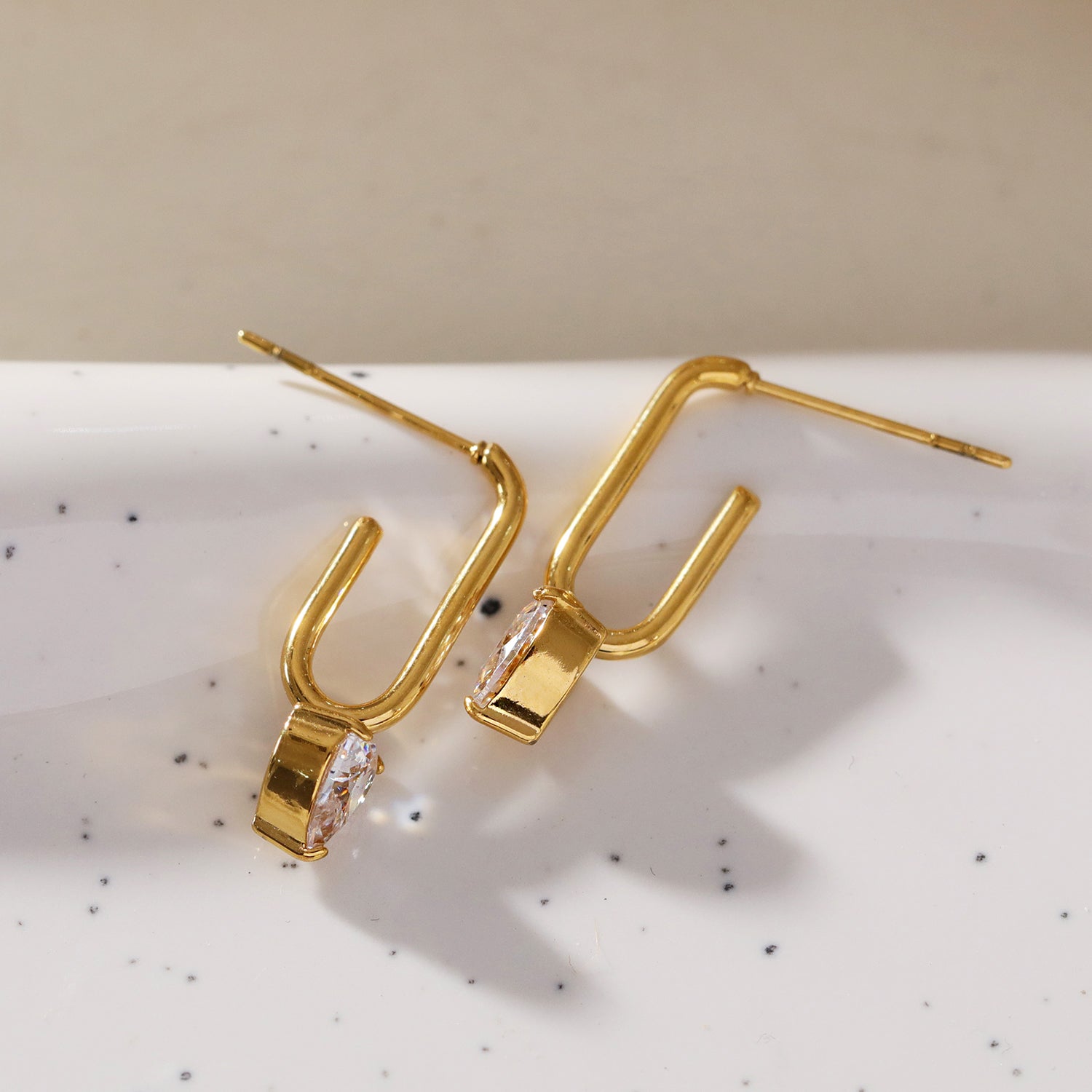 HACKNEY_NINE | Style ARETE 92656: Timeless Romance - Heart Gemstone Paper-Clip Earrings.
