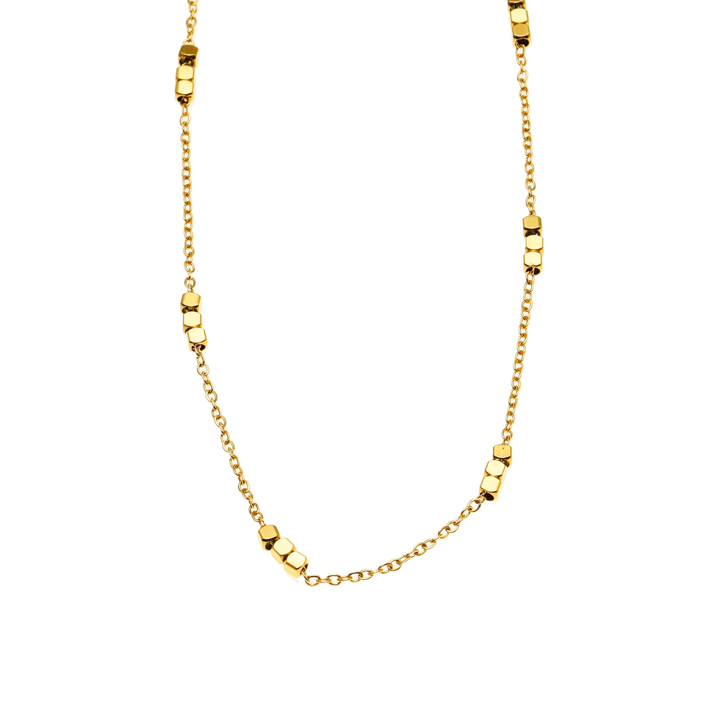 ERISSA: Trio Square-Beads Dainty Gold Chain Necklace