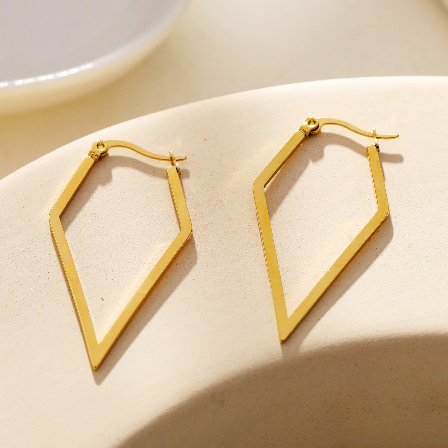 BRONTE: Diamond Shaped Sleek Contemporary Hoop Earrings