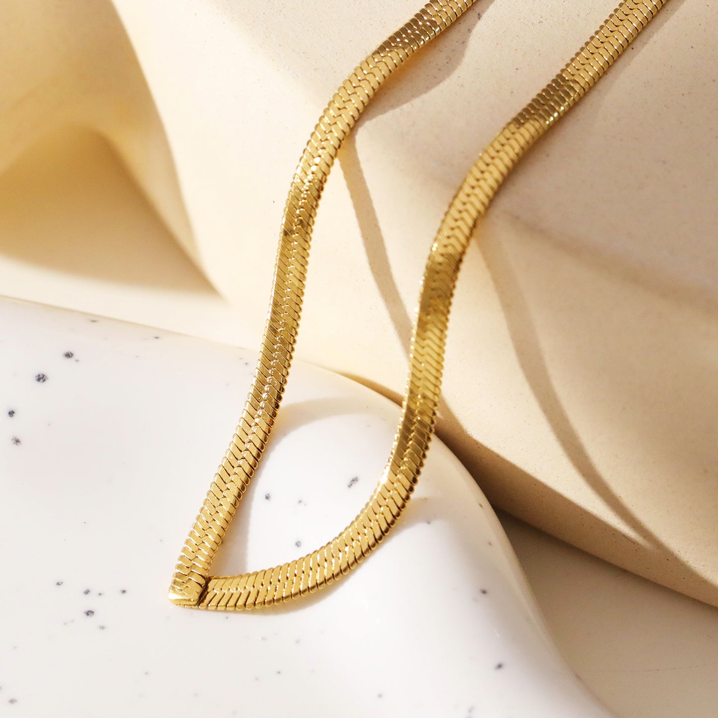 GAURI Asymmetrical Snake Skin Textured Gold Chain Necklace