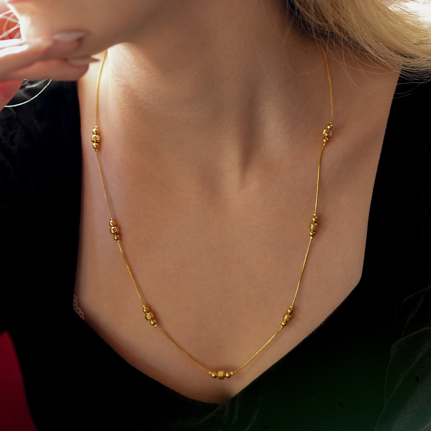 Style: PAULINA 202206 Delicate Beaded Chain Necklace.