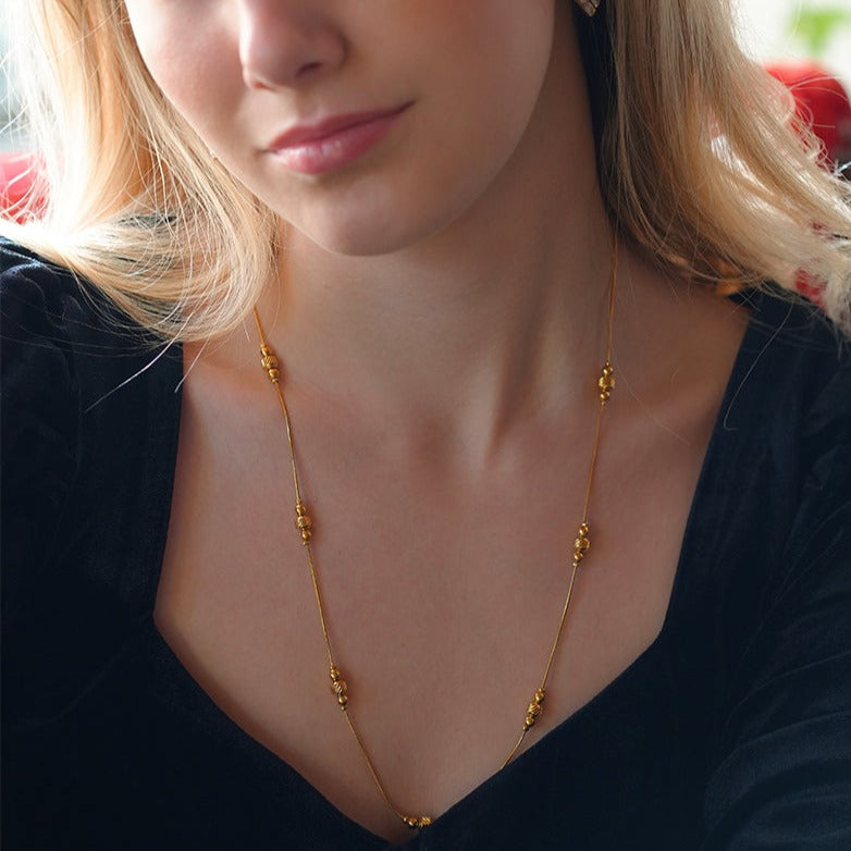 Style: PAULINA 202206 Delicate Beaded Chain Necklace.