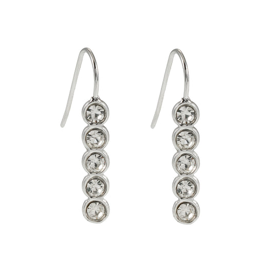 PELLA Silver (White Gold): Minimalist Moissanite Row Stud Earrings – Elegant Sparkle in Every Line