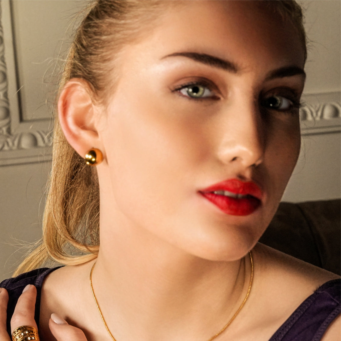 SARINA: Contemporary Ball-Bead Stud Earrings