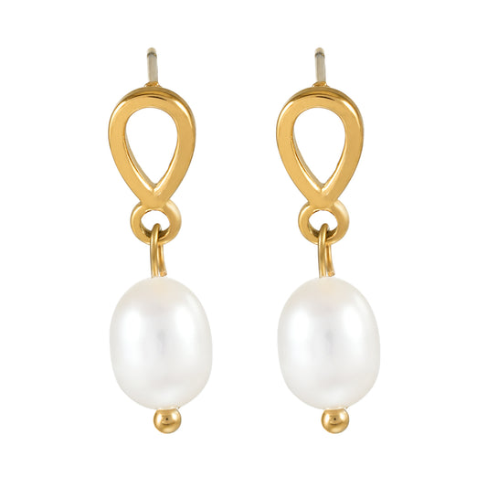 VARKONY Gold: Elegant Small Teardrop Earrings with Lustrous Freshwater Pearls