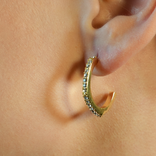 WISHAW: Pentagon-Shaped Circle Hoop Earrings with Dazzling Pavé Zirconia Gemstones