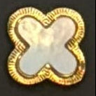 LAYLA Gold: Clover Shaped Stud Earrings in Natural Shell with a Gold Metal Border