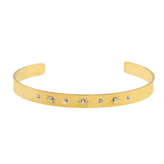 CHIMAKAK:  Minimalist Zirconia (CZ) Bracelet – Classic Band with Star-Engraved Gemstone Settings for Elegant Style