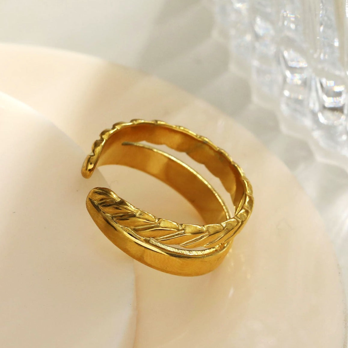 LARISSA Double Stacked Contrasting Textured Ring