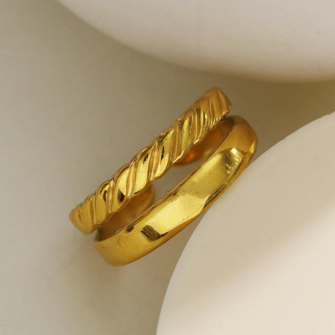 LARISSA Double Stacked Contrasting Textured Ring