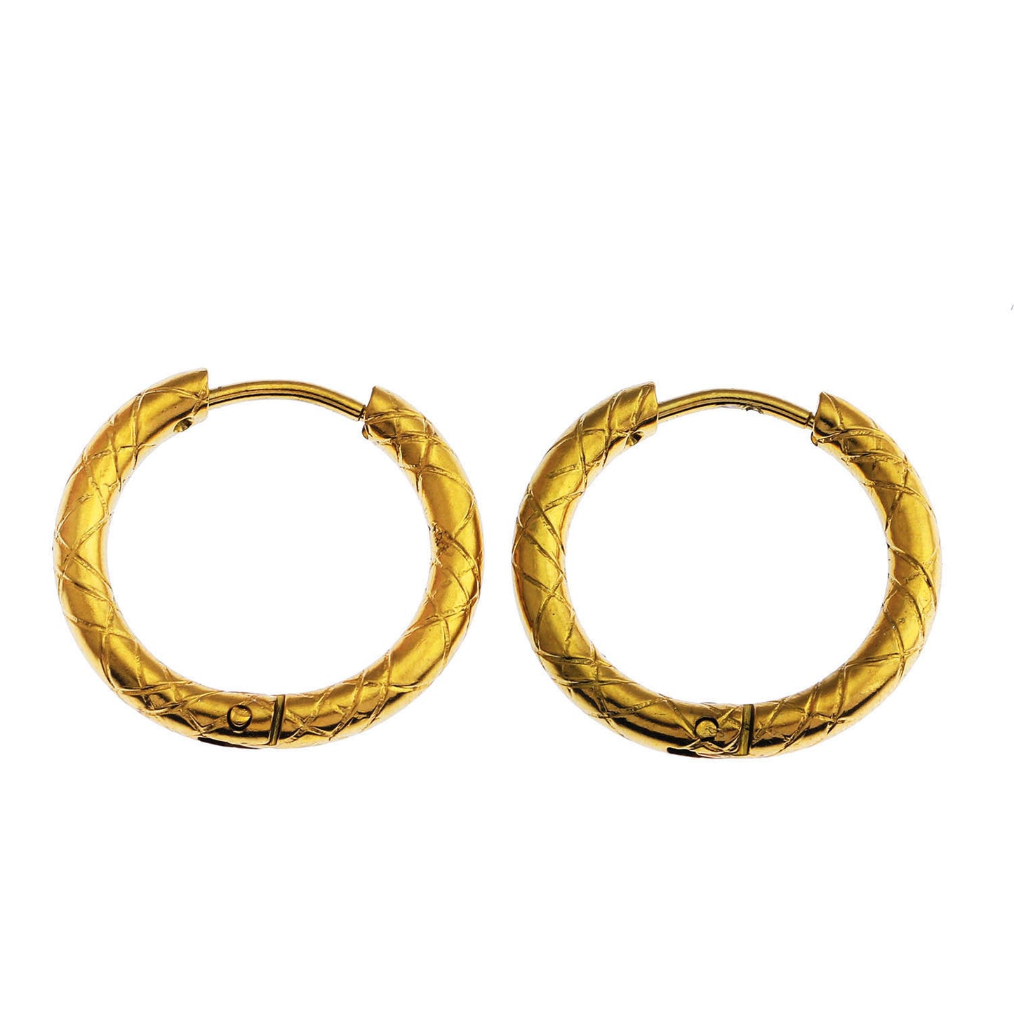 Style MALENA 122217: Subtly Decorative Etched Hoop Earrings.