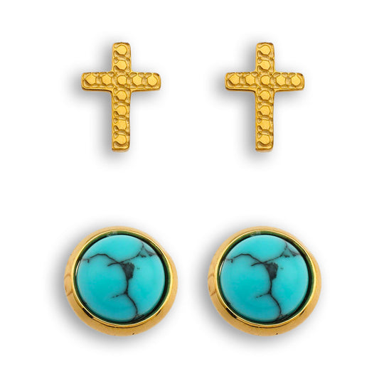 DORA 2-Pair Stud Earrings Set