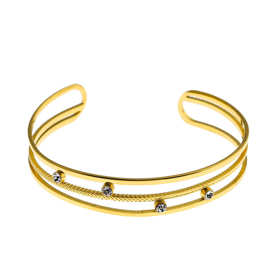 Style: LADARIA 221025 'Trio of Cuffs' Bracelet with Zirconia Highlights.