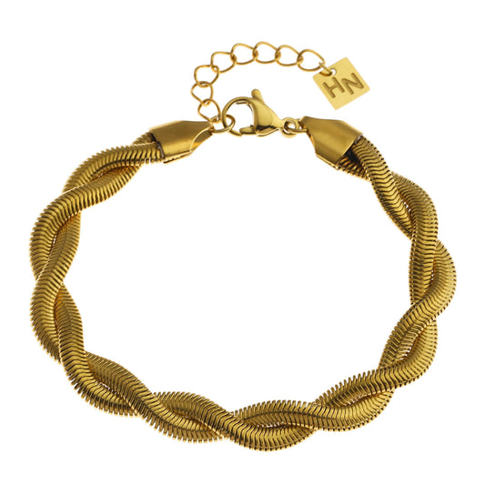 Style GALENA: Criss-Crossed Snake-Skin Duo Chain Bracelet