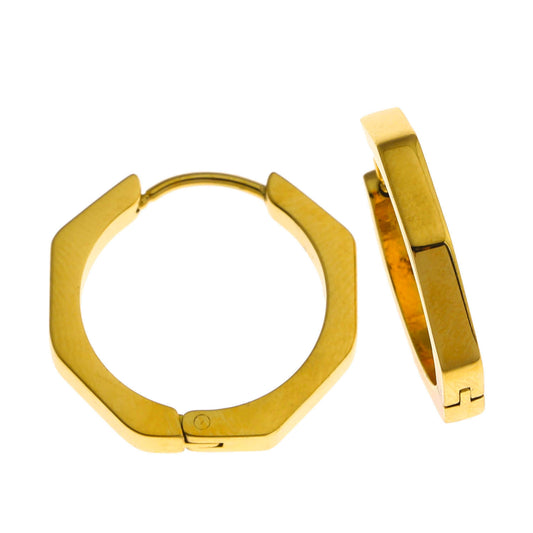 Style: BOLZANO Hexagon Shaped Contemporary Hoop Earrings