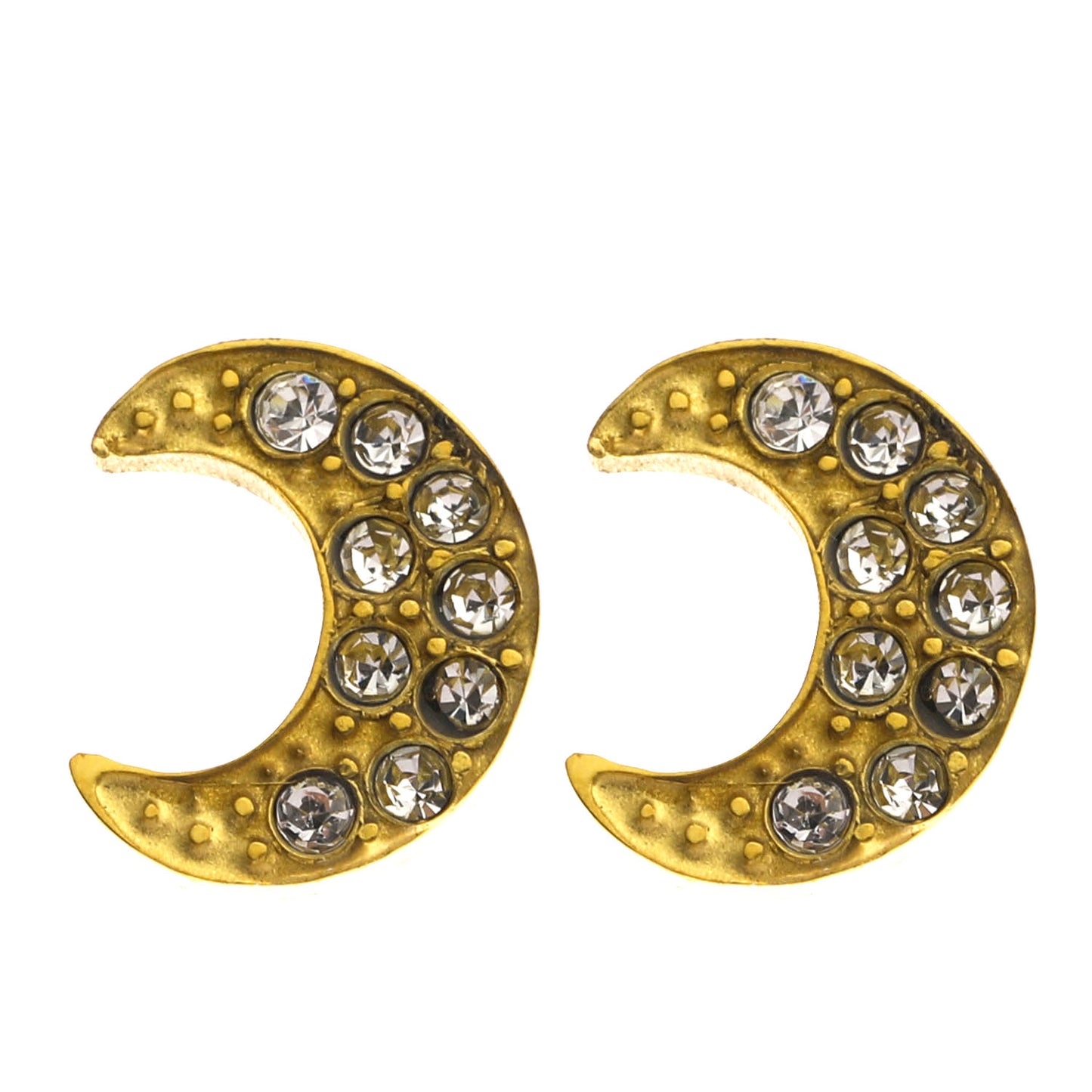 AISLEY Crescent Moon Stud Earrings Embellished with Zirconia Gemstones