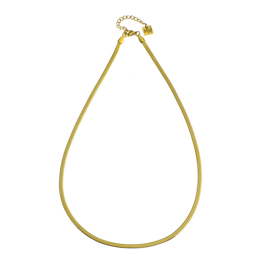 FRYDA Gold: Snake Skin Textured Mid Width Chain Necklace