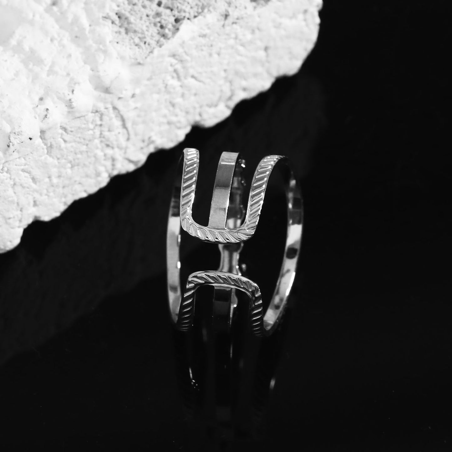 AMALIA Triple Stacked Zirconia Embellished Silver Ring